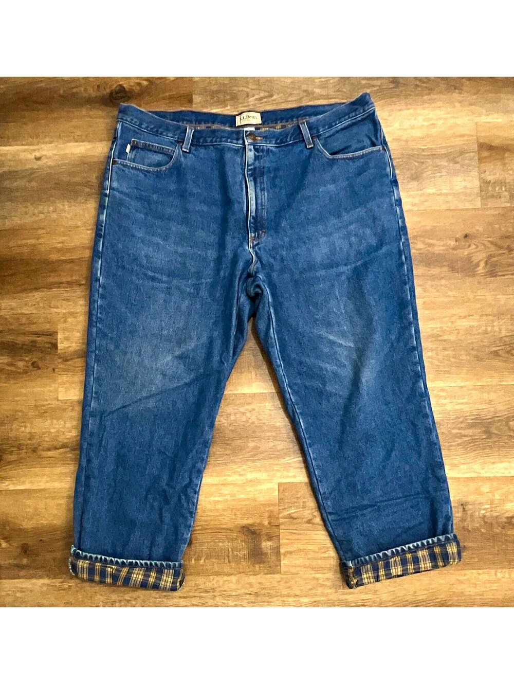 L.L.Bean Men’s Straight Leg flannel lined Blue Denim Jeans Regular Fit Medium